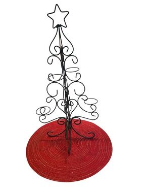 Vintage Black Wrought Iron Victorian Ornament & Candleholder Tree